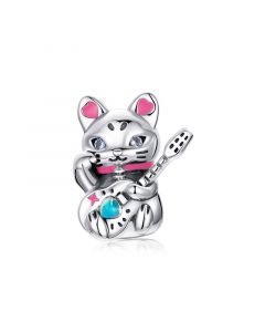 Charms for Pandora Bracelet,925 Sterling Silver Charms,Fit Pandora Charms,Charms for Bracelet,Music Fortune Cat Cyberpunk Charm