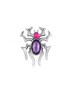 Fit Pandora Charms,Charms for Bracelet,Charms for Pandora Bracelet,925 Sterling Silver Charms,Purple Enamel Cyberpunk Spider Charm