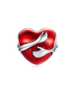 Charms for Bracelet,Fit Pandora Charms,925 Sterling Silver Charms,Charms for Pandora Bracelet,Embrace of Love Red Enamel Charm