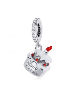 925 Sterling Silver Charms,Birthday Cake Pendant Charm,Charms for Pandora Bracelet,Charms for Bracelet,Fit Pandora Charms