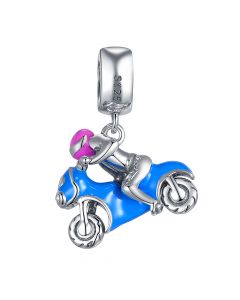 Blue Motorcycle Pendant Charm,925 Sterling Silver Charms,Charms for Bracelet,Charms for Pandora Bracelet,Fit Pandora Charms