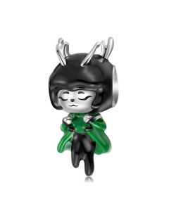 Charms for Pandora Bracelet,925 Sterling Silver Charms,Shield Elk Captain Black Green Enamel Charm,Charms for Bracelet,Fit Pandora Charms