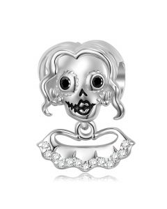 Charms for Pandora Bracelet,Skull Lady Punk Charm,Fit Pandora Charms,Charms for Bracelet,925 Sterling Silver Charms