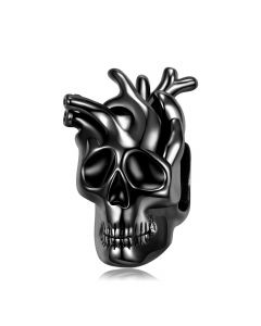 925 Sterling Silver Charms,Charms for Bracelet,Heart Branch Skull Black Gold Charm,Fit Pandora Charms,Charms for Pandora Bracelet