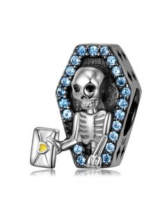 Mail Coffin Skull Punk Charm,Fit Pandora Charms,Charms for Pandora Bracelet,925 Sterling Silver Charms,Charms for Bracelet