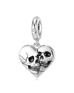 Charms for Pandora Bracelet,Fit Pandora Charms,925 Sterling Silver Charms,Double Face Heart Skull Pendant Charm,Charms for Bracelet
