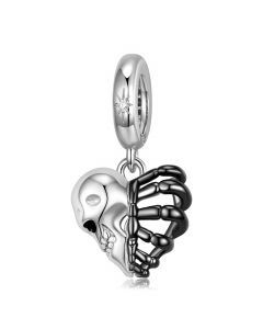 Charms for Bracelet,Skull Heart Skeleton Punk Pendant Charm,925 Sterling Silver Charms,Fit Pandora Charms,Charms for Pandora Bracelet