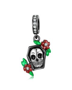Fit Pandora Charms,Charms for Pandora Bracelet,925 Sterling Silver Charms,Weird Smile Skull Flower Pendant Charm,Charms for Bracelet