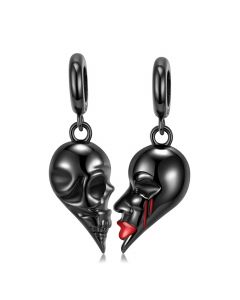 Charms for Bracelet,Fit Pandora Charms,Mr and Mrs Skull Pendant Charm,Charms for Pandora Bracelet,925 Sterling Silver Charms