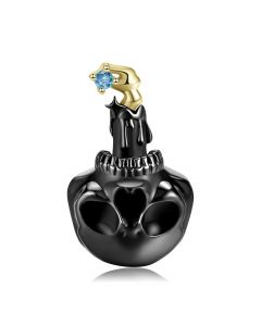 Skull Candle Black Gold Charm,Charms for Pandora Bracelet,925 Sterling Silver Charms,Fit Pandora Charms,Charms for Bracelet