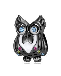 Charms for Bracelet,Black Gold Gentleman Owl Charm,Fit Pandora Charms,925 Sterling Silver Charms,Charms for Pandora Bracelet