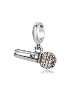 Charms for Bracelet,Charms for Pandora Bracelet,Fit Pandora Charms,Microphone with Zircon Pendant Charm,925 Sterling Silver Charms