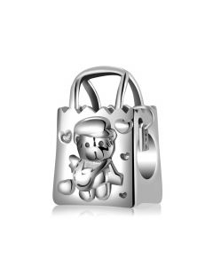 Charms for Bracelet,925 Sterling Silver Charms,Bear Shopping Bag Charm,Charms for Pandora Bracelet,Fit Pandora Charms