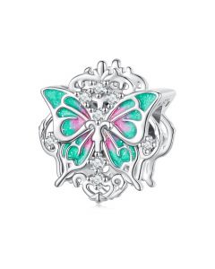 Fit Pandora Charms,925 Sterling Silver Charms,Charms for Pandora Bracelet,Retro Pattern Enamel Baroque Butterfly Bead Charm