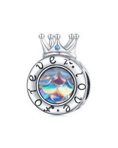 Charms for Bracelet,925 Sterling Silver Charms,Charms for Pandora Bracelet,Fit Pandora Charms,Dazzling Fish Scale Pattern Crown Charm