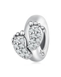 925 Sterling Silver Charms,Charms for Bracelet,Charms for Pandora Bracelet,Baby Feet Silicone CZ Spacer Charm,Fit Pandora Charms