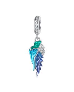 Charms for Pandora Bracelet,Gradual Blue Angel Wing CZ Pendant Charm,Charms for Bracelet,925 Sterling Silver Charms,Fit Pandora Charms