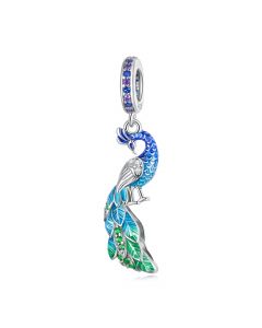 Fit Pandora Charms,Gradual Blue Enchanting Peacock Pendant Charm,925 Sterling Silver Charms,Charms for Bracelet,Charms for Pandora Bracelet