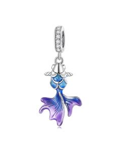 Charms for Bracelet,925 Sterling Silver Charms,Gradient Blue Carp Fish Pendant Charm,Charms for Pandora Bracelet,Fit Pandora Charms