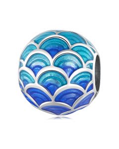 Charms for Bracelet,Fit Pandora Charms,925 Sterling Silver Charms,Graduated Blue Fish Scale Bead Charm,Charms for Pandora Bracelet