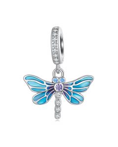 Charms for Bracelet,925 Sterling Silver Charms,Charms for Pandora Bracelet,Fit Pandora Charms,Blue Enamel CZ Butterfly Pendant Charm