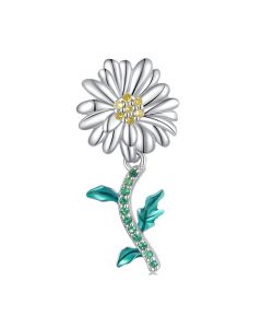 Charms for Pandora Bracelet,Charms for Bracelet,925 Sterling Silver Charms,Sparkling Green CZ Paved Daisy Dangle Charm,Fit Pandora Charms