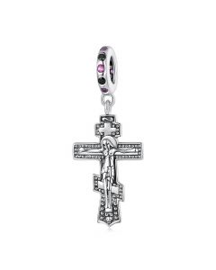 Charms for Pandora Bracelet,Vintage Jesus & Cross CZ Pendant Charm,Charms for Bracelet,Fit Pandora Charms,925 Sterling Silver Charms