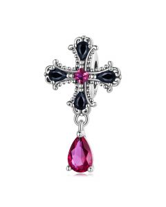 Charms for Pandora Bracelet,Charms for Bracelet,925 Sterling Silver Charms,Gothic Cross Charm Silicone Clip Spacer Charm,Fit Pandora Charms