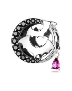 Charms for Pandora Bracelet,Flying Bat Black Zircon Halloween Dark Style Charm,Fit Pandora Charms,925 Sterling Silver Charms