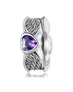 925 Sterling Silver Charms,Fit Pandora Charms,Charms for Pandora Bracelet,Guardian Heart Angel Wing Silicone Clip Spacer Charm