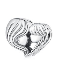 925 Sterling Silver Charms,Fit Pandora Charms,Charms for Pandora Bracelet,Mother & Daughter Love Heart Family Charm,Charms for Bracelet