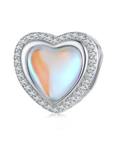 Murano Glass Zircon Heart Bead Charm,Charms for Bracelet,925 Sterling Silver Charms,Charms for Pandora Bracelet,Fit Pandora Charms