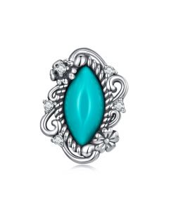 Charms for Bracelet,Turquoise Vintage Waterdrop Bead Charm,Fit Pandora Charms,Charms for Pandora Bracelet,925 Sterling Silver Charms