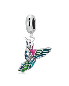 Fit Pandora Charms,Colorful Kingfisher Pendant Hummingbird Charm,Charms for Pandora Bracelet,Charms for Bracelet,925 Sterling Silver Charms
