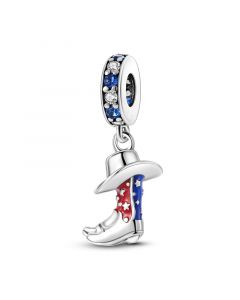 Fit Pandora Charms, The United States of America Cowboy Boot Hat Dangle Charm, 925 Sterling Silver Charms, Charms for Pandora Bracelet