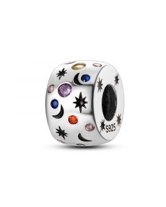 Sparkling Galaxy Colour Star Moon Sun Round Bead Charm, Fit Pandora Charms, Charms for Pandora Bracelet, 925 Sterling Silver Charms