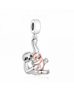 Mother Hold Baby Sloth Pendant Charm, 925 Sterling Silver Charms, Charms for Bracelet, Charms for Pandora Bracelet, Fit Pandora Charms