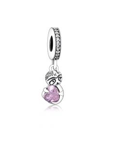 Fit Pandora Charms, Charms for Pandora Bracelet, Charms for Bracelet, Sloth Hug Pink Heart Zircon Pendant Charm, 925 Sterling Silver Charms