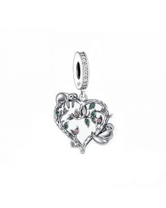 Charms for Pandora Bracelet, Fit Pandora Charms, Charms for Bracelet, Sloth Climb on Heart Zircon Pendant Charm, 925 Sterling Silver Charms