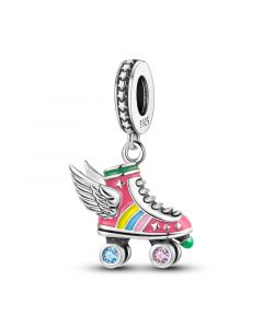 925 Sterling Silver Charms, Colorful Roller Skates Wings Dangle Charm, Charms for Bracelet, Charms for Pandora Bracelet, Fit Pandora Charms