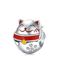 Charms for Bracelet, 925 Sterling Silver Charms, Charms for Pandora Bracelet, Fit Pandora Charms,  Japanese Lucky Cat Enamel Charm