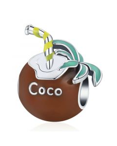 Charms for Pandora Bracelet, Fit Pandora Charms, Enamel Coco Drink Summer Coconut Bead Charm, 925 Sterling Silver Charms