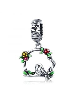 Charms for Bracelet, 925 Sterling Silver Charms, Charms for Pandora Bracelet, Herald of Spring Bird Cage Pendant Charm, Fit Pandora Charms