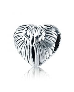 Angel Wings Heart Charm , 925 Sterling Silver Charms, Charms for Pandora Bracelet, Charms for Bracelet, Fit Pandora Charms