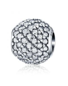 Charms for Pandora Bracelet, Fit Pandora Charms, Charms for Bracelet, 925 Sterling Silver Charms, Dazzling Clear CZ Crystal Round Bead Charm
