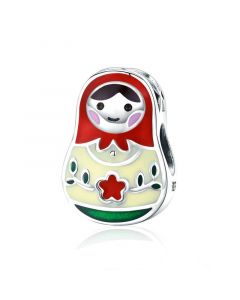 925 Sterling Silver Charms, Fit Pandora Charms, Charms for Bracelet, Charms for Pandora Bracelet, Colorful Enamel Matryoshka Bead Charm