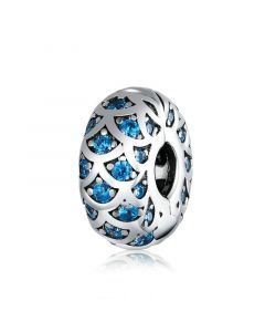 Blue Pattern Zircon Clip Charm, Charms for Bracelet, Charms for Pandora Bracelet, Fit Pandora Charms, 925 Sterling Silver Charms