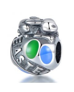 925 Sterling Silver Charms, Charms for Bracelet, Easter Bunny Rabbit, Charms for Pandora Bracelet, Fit Pandora Charms