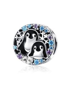 WInter Penguin Family Bead Charm, Charms for Bracelet, Charms for Pandora Bracelet, 925 Sterling Silver Charms, Fit Pandora Charms