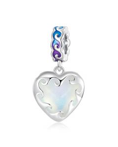 Charms for Bracelet, Fit Pandora Charms, 925 Sterling Silver Charms, Charms for Pandora Bracelet, Heart Wave Ocean Series Pendant Charm